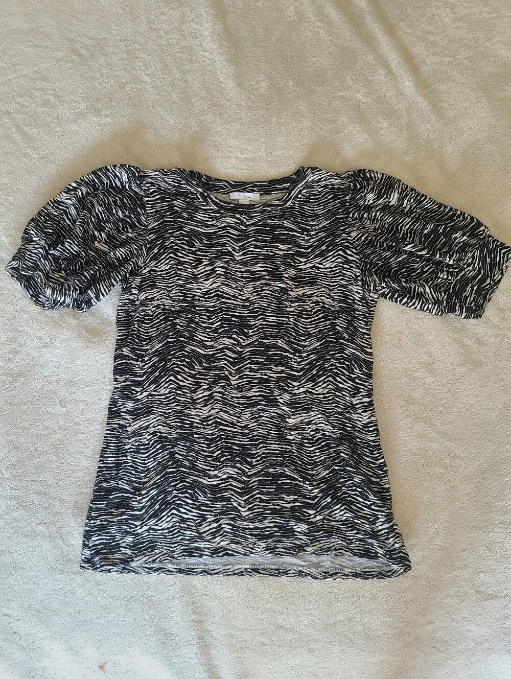 Daily Ritual Black & White Zebra Print Puff Sleeve Top Size XS